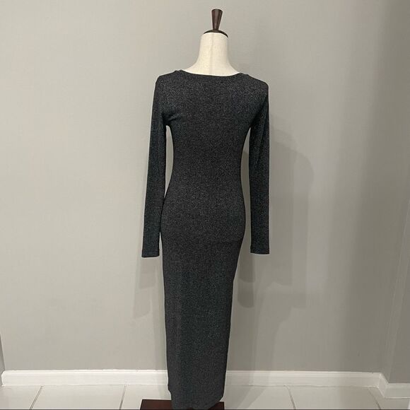 Zara Trafaluc Gray Casual Dress Long Sleeve Bodycon Scoop Neck Size Medium - Picture 7 of 8